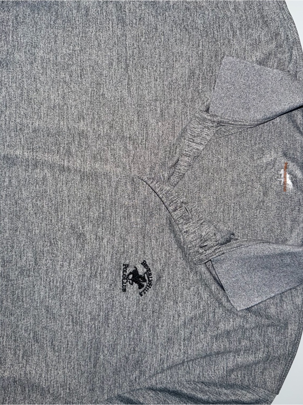 Beverly Hills Polo Club Mens Gray Heathered Short Sleeve Polo Shirt Large